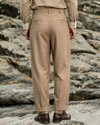 Vintage Brown Plaid Wide-leg Casual Pants