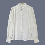 Women's Elegant  Lace Cotton And Linen Blouse