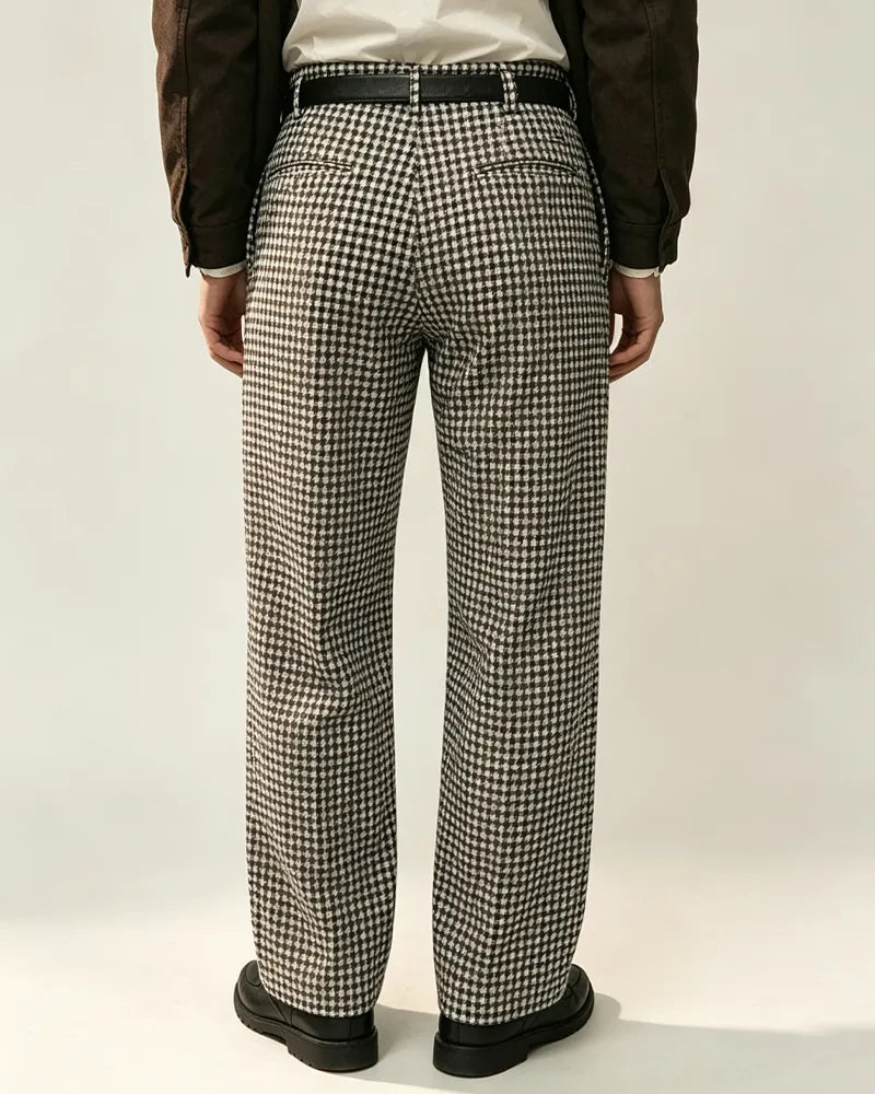 Vintage Black And White High©\Waist Pleated Trousers