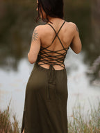 Long Dress with Splits and Corsetwise Back