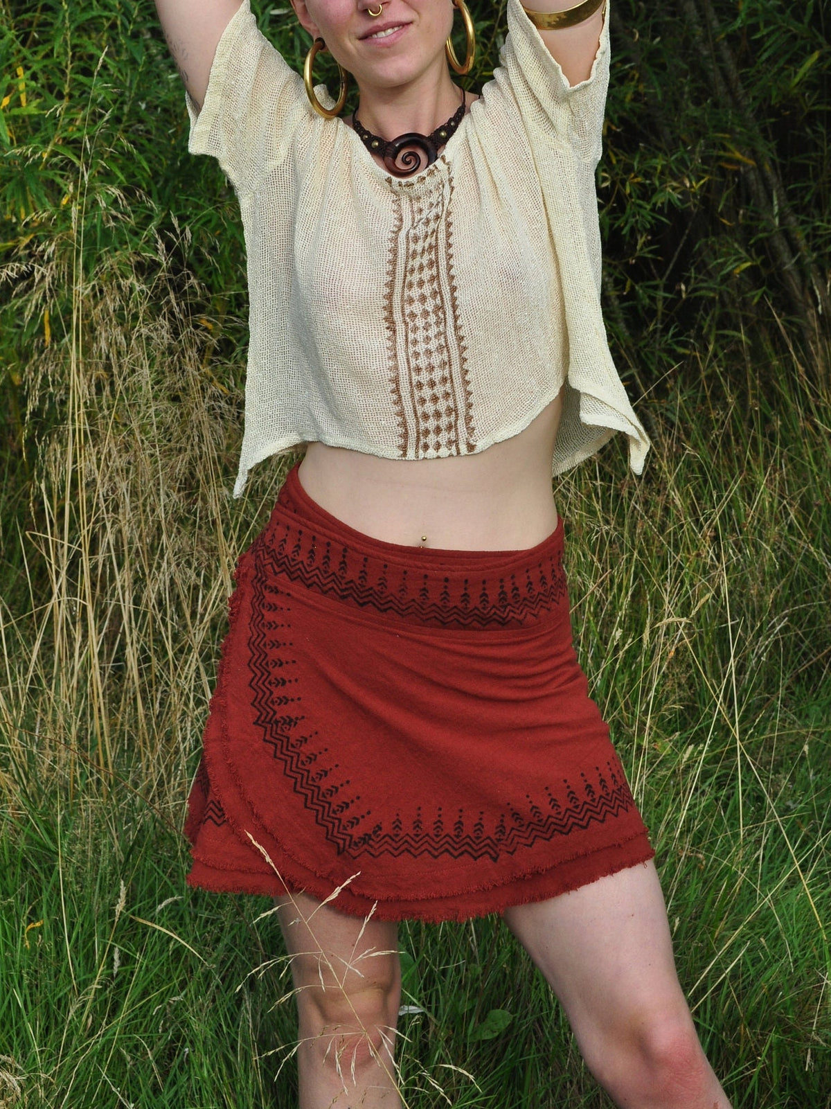 Block Printed Mini Wrap Skirt | 100% Cotton