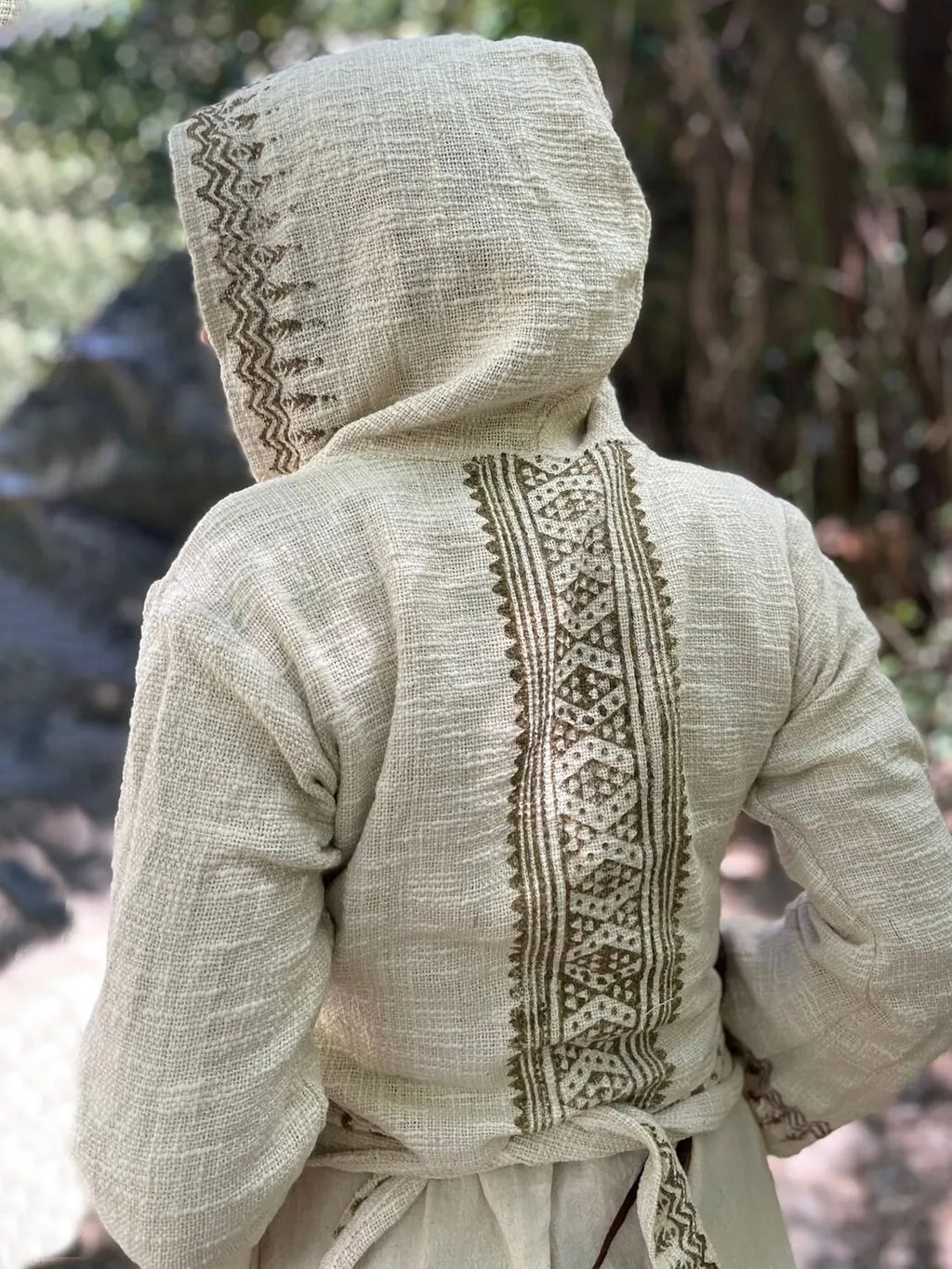 Print Jute Hoodie | Bohemian Wrap Top