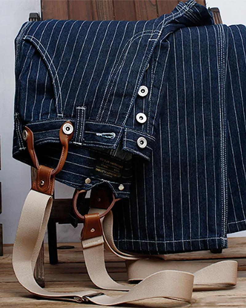 Vintage Striped  Straight Leg Pants(No shoulder straps)