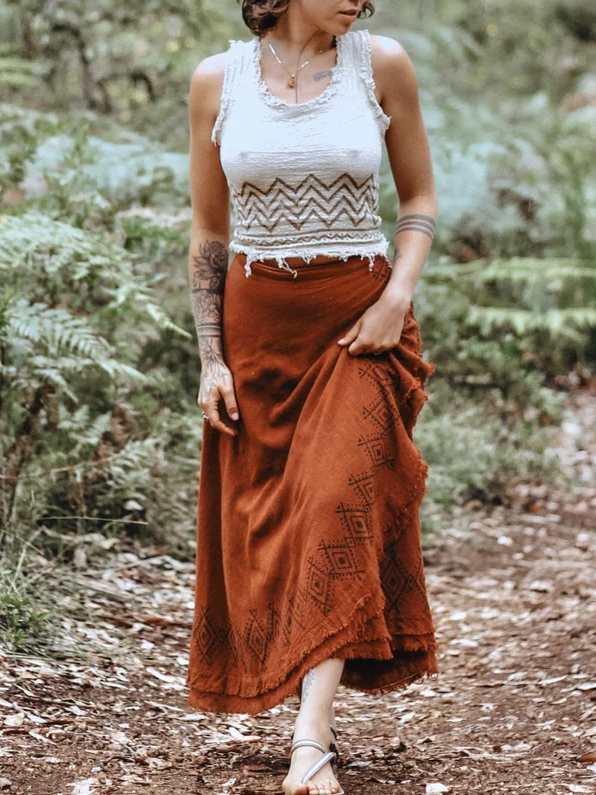 Cotton Maxi Wrap Skirt ? Natural Earthy Clothing ? Long Boho Festival Shakti Skirt