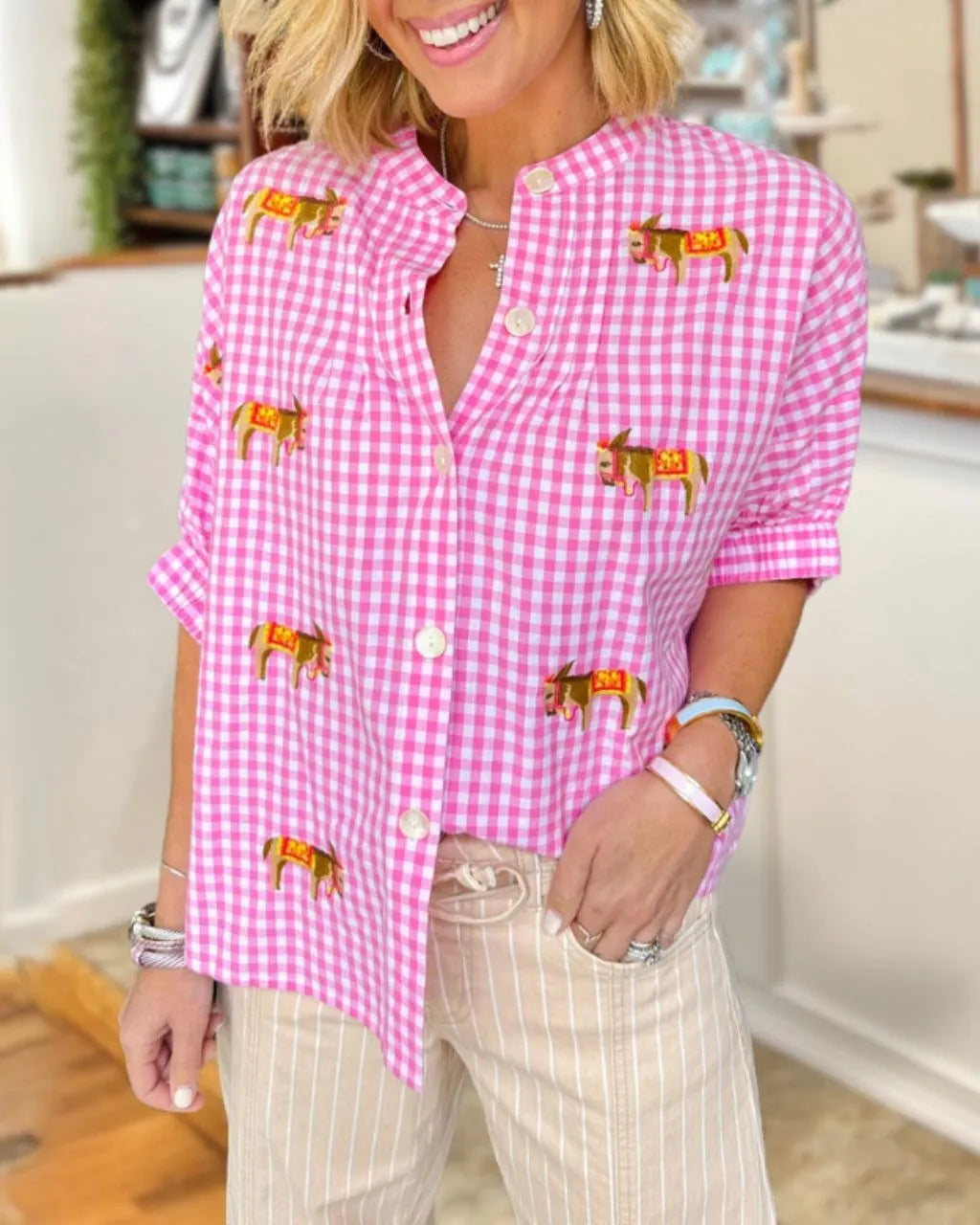 Pony Plaid Embroidered Shirt