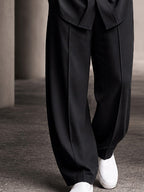 Casual Relaxed Fit Shoulder Pleats Shirt Set