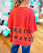 Letter Sequin Colorful Striped T-Shirt