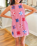 Striped Windmill Tie Sequins Dress