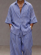 Chic Loose Fit Vertical Stripe Matching Set