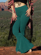 High-Waist Vertical Ribbed Micro-Flare Yoga Pants