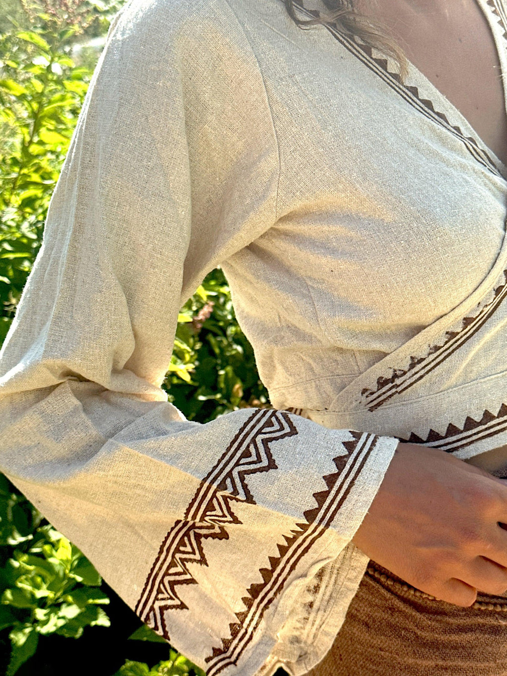 Bohemian Wrap Print Cropped Top