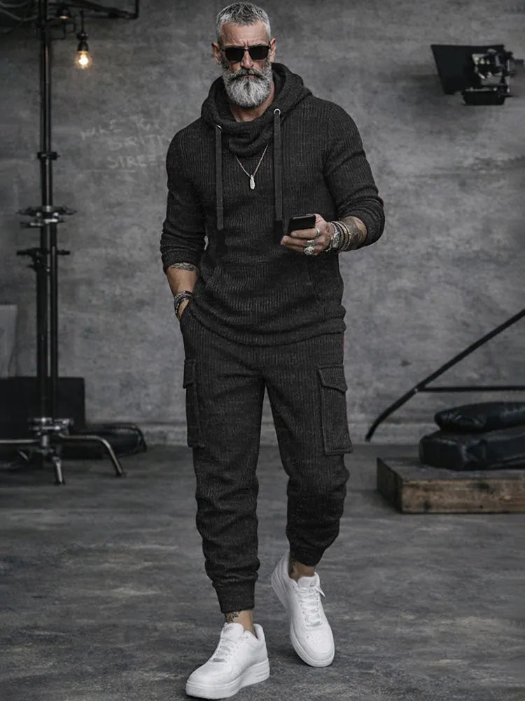 Sporty Cargo Style Knit Matching Set