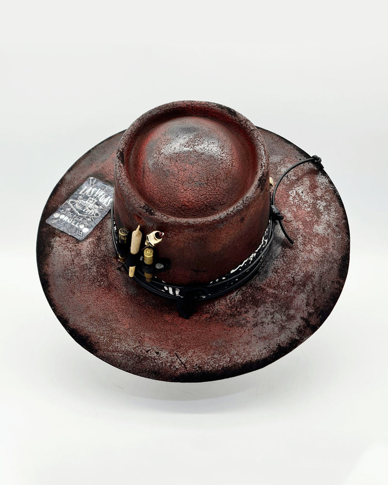 Vintage Hand©\Distressed Ornament©\Adorned Wide©\Brim Western Fedora Hat