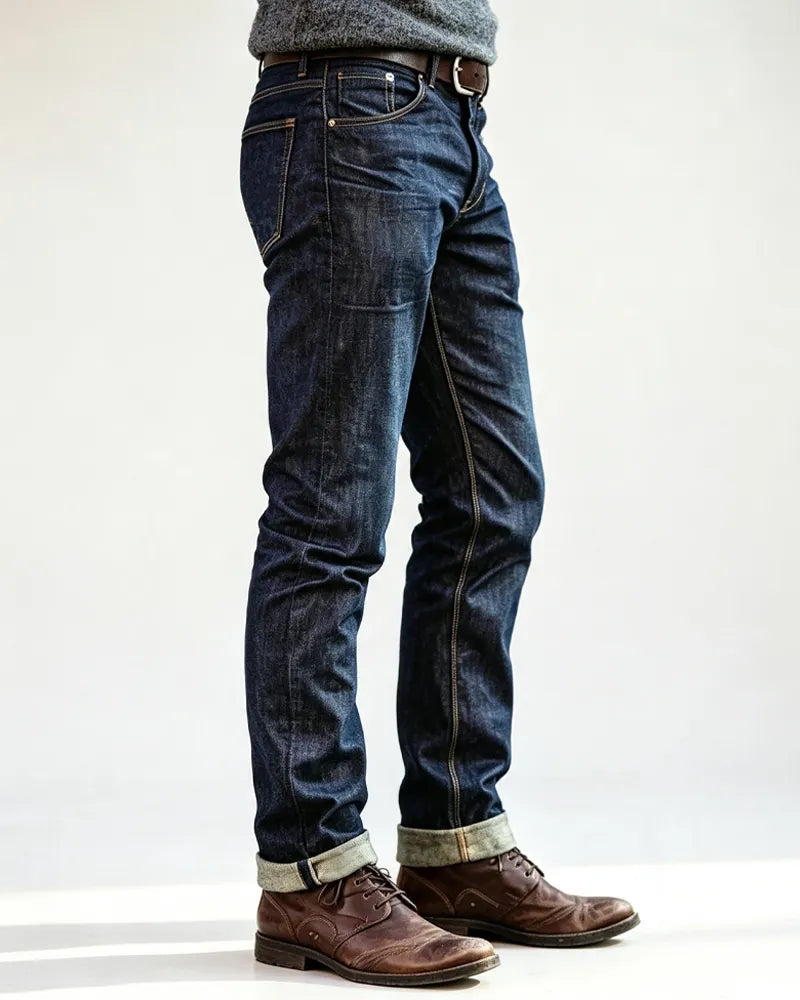 Vintage Dark Indigo Straight©\Leg Denim Jeans