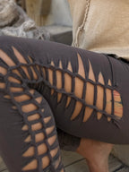 Bohemian Artisanal Hand-Braided Hollow Out High Waist Stretch Leggings