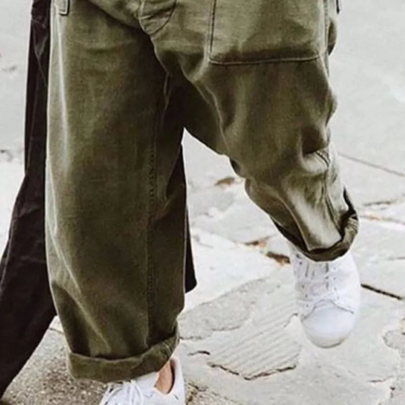 Casual Mens Solid Color Loose Trousers