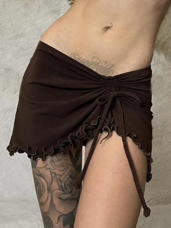 Irregular Drawstring Bandage Skirt