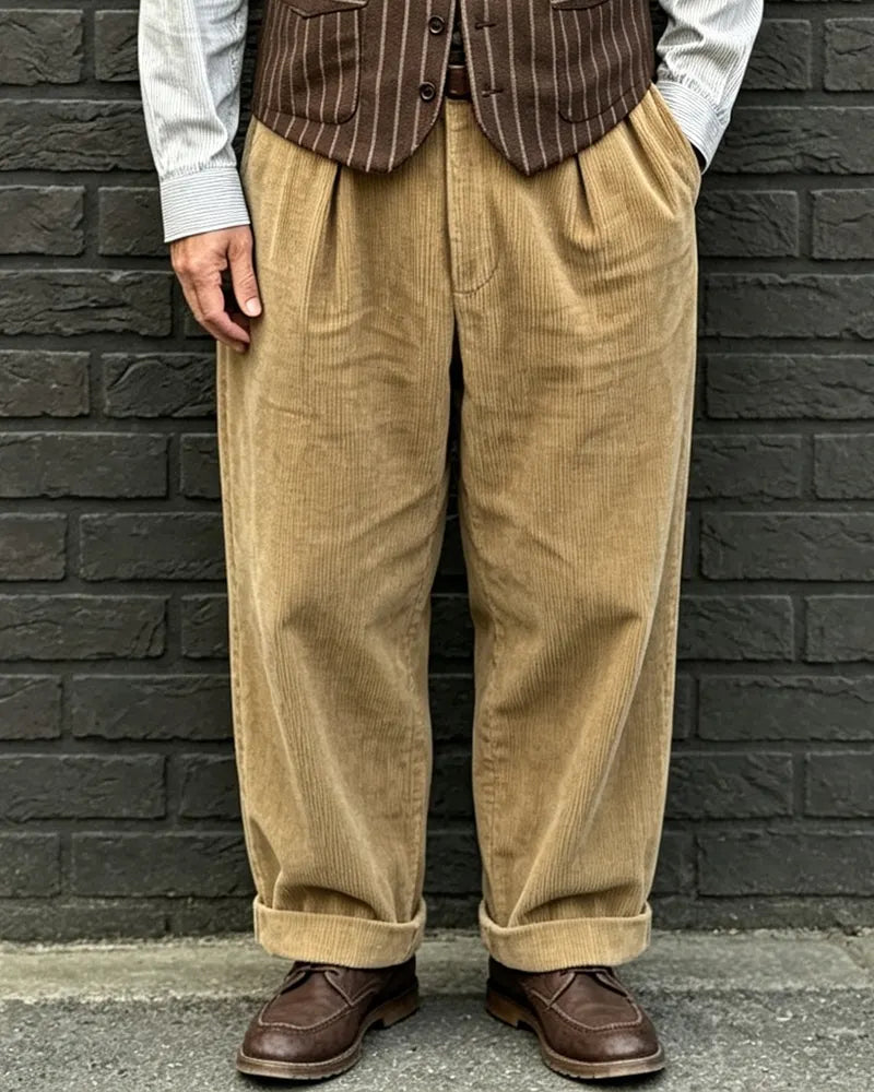 Vintage Camel©\Tan Corduroy Wide©\Leg Trousers