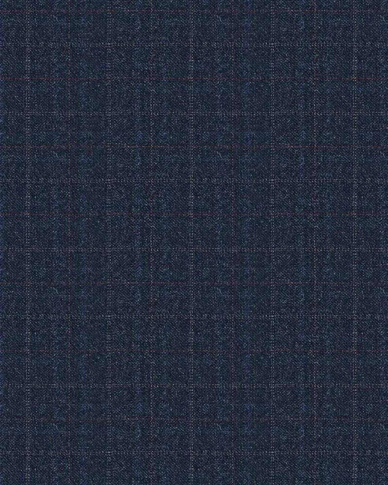 Vintage Navy Blue Check Pleated Wide©\Leg Trousers