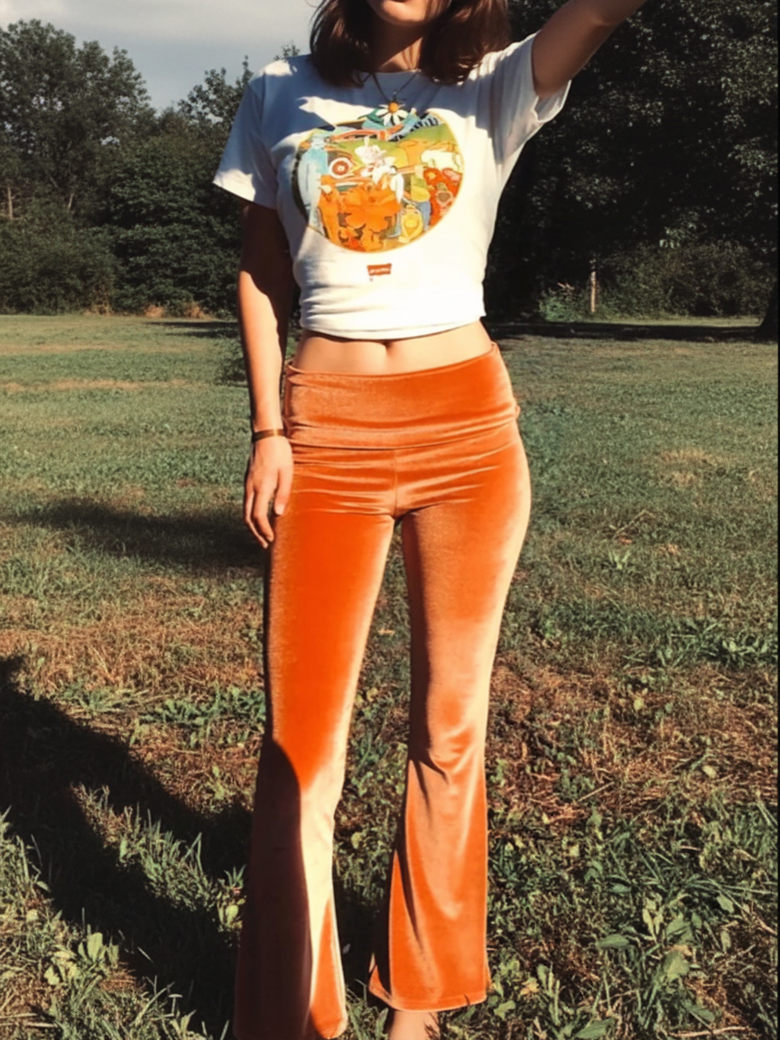 Velvet Bell Bottoms High Waist Flares Festival Clothing Solid Velvet Stretchy Pants