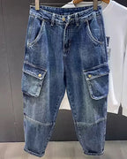 Vintage Washed Cargo Wide©\Leg Denim Pants