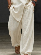 Casual Loose 100% Cotton V-Neck Top Pants Set