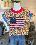 USA Flag Sequin Leopard Knit Top