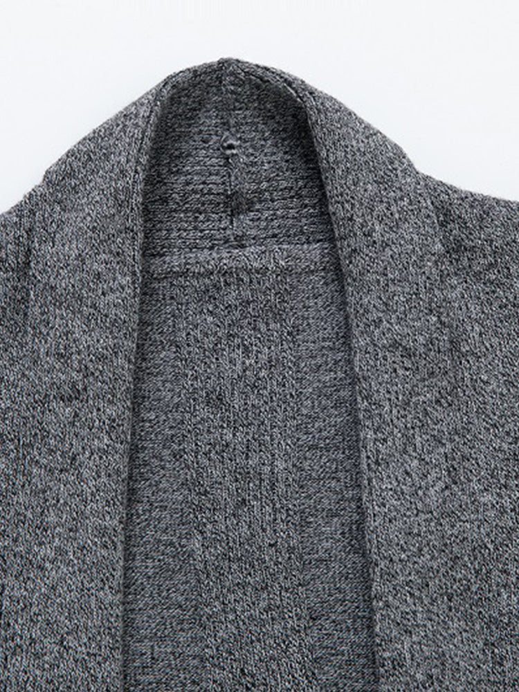 Solid Ribbed Knit Open Front Cardigan