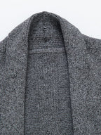 Solid Ribbed Knit Open Front Cardigan
