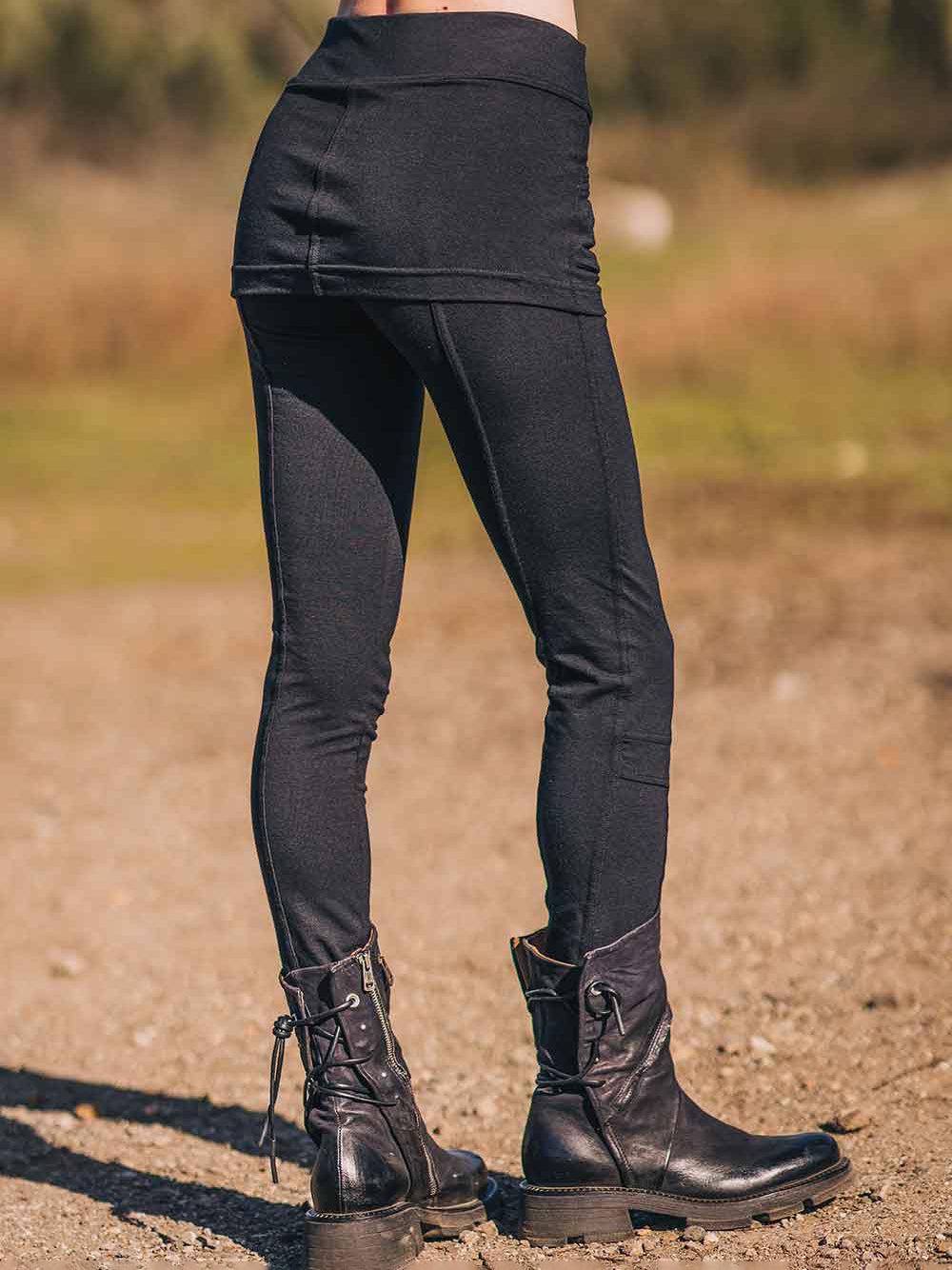 Cargo Skirt Pants 2-in-1 Slim Fit Stretch Long Leggings