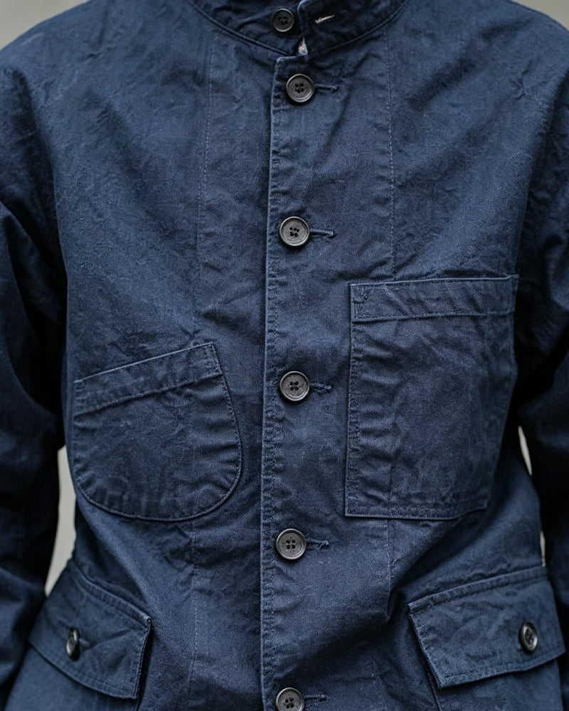 Vintage Deep©\Indigo©\Navy Washed Cotton Blend Stand Collar Jacket