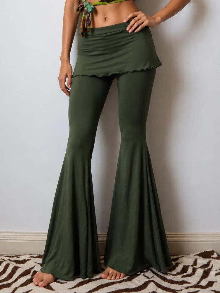 Ruffle Bustle Bell Bottoms ? Rayon Spandex Blend, Yoga Dance Pants