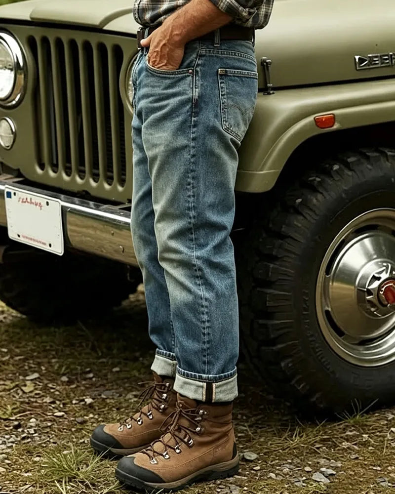 Vintage Light Blue Washed Straight Leg Jeans