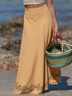 Bohemian High-Waist A-Line Full Swing Ethnic Print Floor-Length Maxi Dress