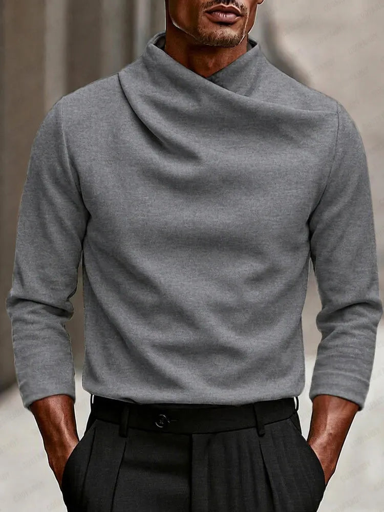 Modern Stretch Crossover Mock Neck Top