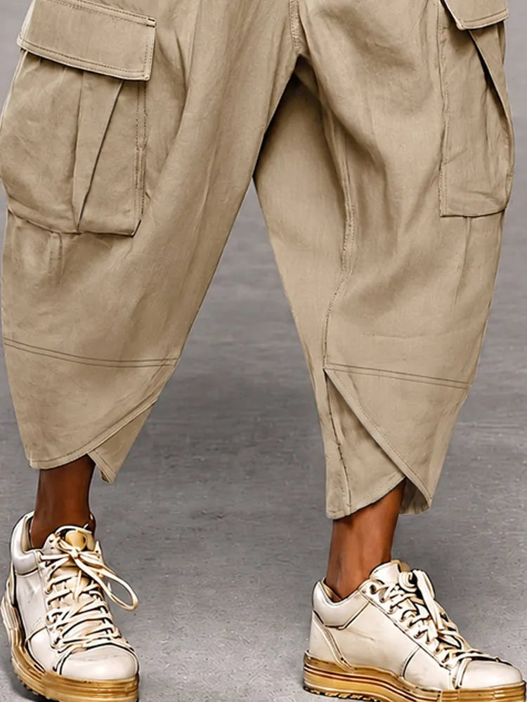Casual Drop Crotch Cargo Harem Pants