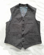 Vintage Charcoal Gray Vertical Pinstripe Multi©\Pocket Vest