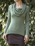 Hooded Cowl Neck Top with Back Lace-Up and Cutout Detail