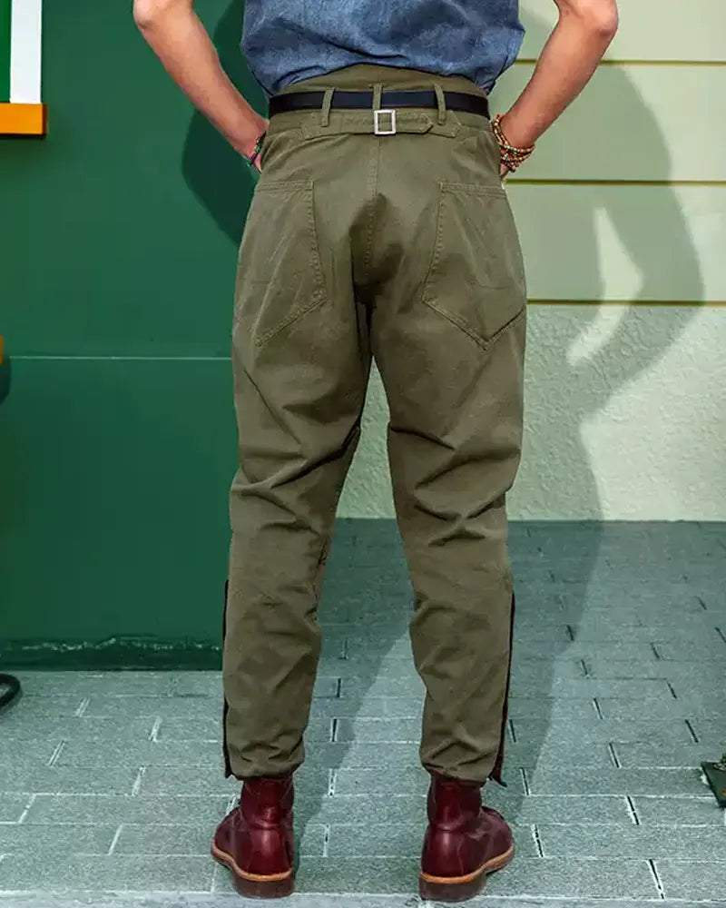 Vintage Army©\Green Side©\Button©\Cuff Military©\Field Tapered Trousers