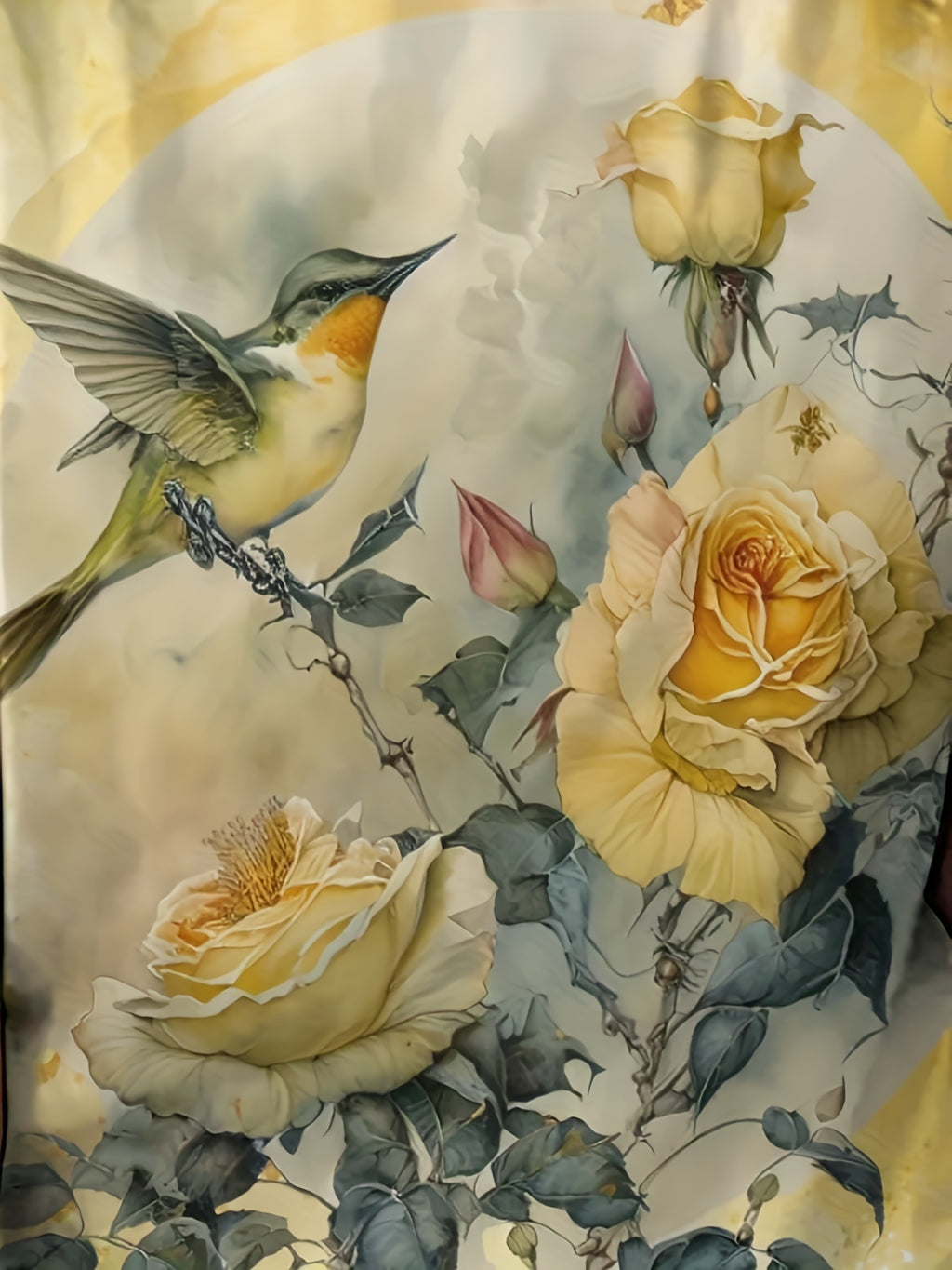Floral & Bird Print T-shirt, Casual Short Sleeve Crew Neck Top, Women's Clothing