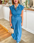 Versatility Denim Button Down Jumpsuit