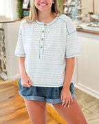 Dockside Cool Striped Henley Tee