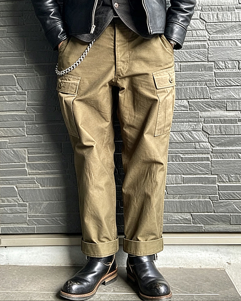 Vintage Khaki High©\Rise Straight Military Cargo Trousers