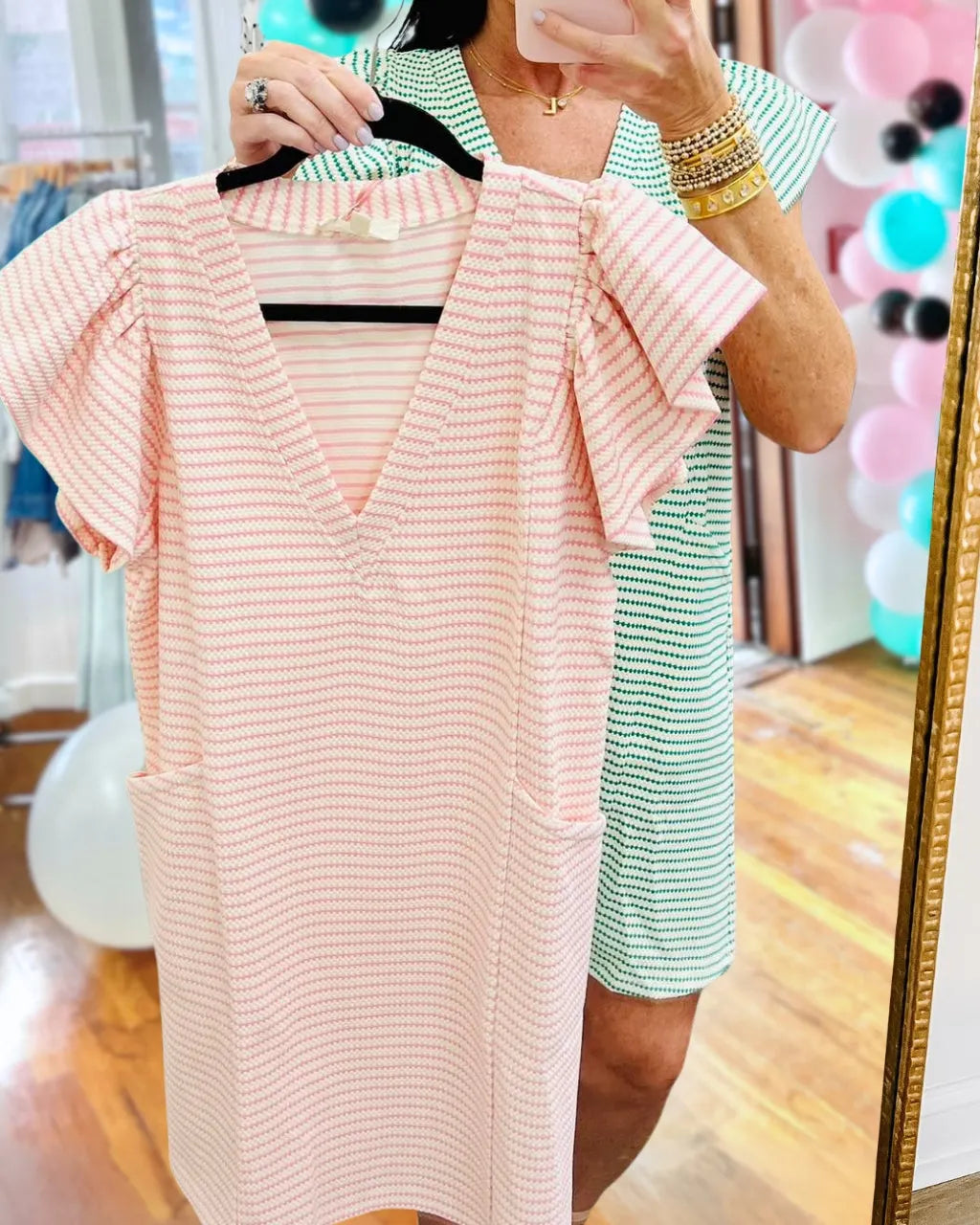 Dotted Stripe Textured Dress