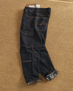 Vintage Raw Indigo Multi-Panel Cargo Straight Leg Denim Jeans