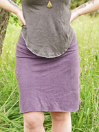 Fold-Over Waist Straight Raw Hem Knit Mini Skirt