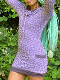 The Portal Dress - Organic Cotton Purple Cowl Hooded Dress