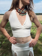 Halter Crop Top: Stretchy, Yoga, Bellydance, Boho, Ritual, Burning Man