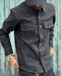 Vintage Raw Indigo Selvedge Denim Long Sleeve Button©\Up Shirt