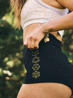 Cube Mandala High Waisted Hot Shorts - Yoga Shorts - Sacred Geometry Shorts